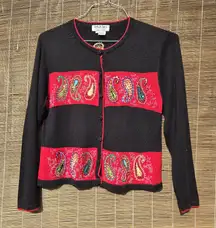 Jack B. Quick Paisley Beaded Sweater Cardigan PL