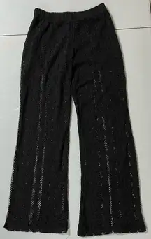 Black Lace Mesh Wide-Leg Beach/Bathing Suit Coverup Pants Bottoms Trousers Slacks Size S 🏝🖤✨