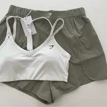 Gymshark XL/L Scallop Hem Shaped Shorts & Strap Feature Sports Bra Set