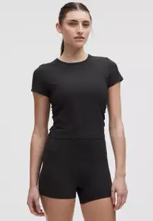 Lululemon All It Takes Ribbed Nulu Black Cropped Ruched T-Shirt