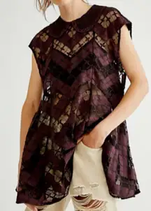 Free People Red and Purple Asymmetrical Sleeveless Blouse