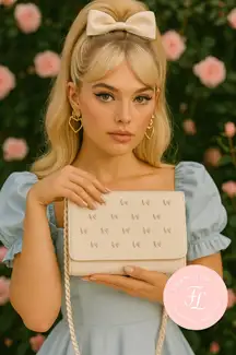 Betsey Johnson Cream Bow Studded Crossbody Bag Purse Gold Chain NWT