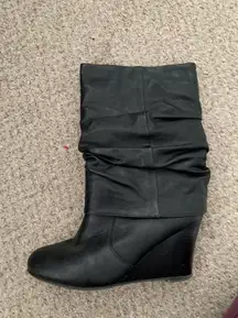 Black Wedge Boots