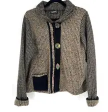 VTG Lee Andersen Womens Color-block Metallic Button Front Cardigan Jacket Medium