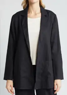 Eileen Fisher Organic Linen Long Blazer Notch Lapel Longline Easy Fit