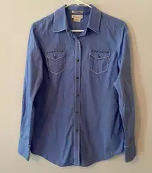 Ariat Women's size Medium Blue Fitted Cross Long Sleeve Blouse