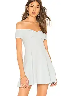 Revolve By The Way Monica Off Shoulder Fit & Flare Dress Blue Small