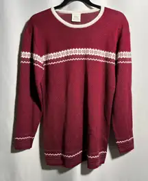 Vintage‎ Partners Womens Red Holiday Sweater Snowflakes Nordic Angora Wool Bld S