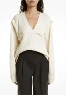 NWT Tanya Taylor Rhodes Rib Sweater in Chalk, Size L New w/Tag Retail $465