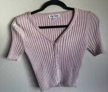 TIC TOC Women's Pink Button Down Ribbed Top