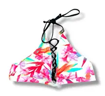Victoria’s Secret PINK NWT‎ Halter Swimsuit Top Women’s Size Small Floral White