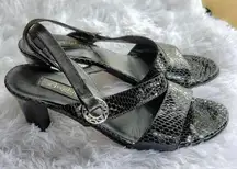 Brighton Rivoli Leather Black Snakeskin Sandal 9.5