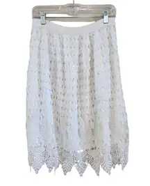 Jealous Tomato Textured White Lace Knee Length Skirt Layering Size Medium