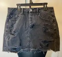 18. American Eagle Outfitters Black Mini Distressed Mini Skirt Size 6