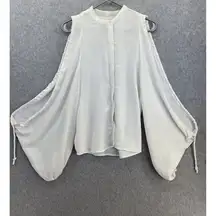 7 For All Mankind Women's Cold Shoulder Button Down Medium Japanese Fabric