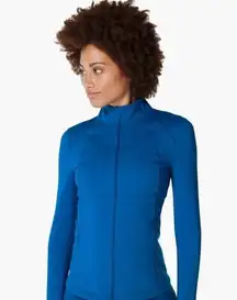 Sweaty Betty blue power boost zip up front jacket. Size small