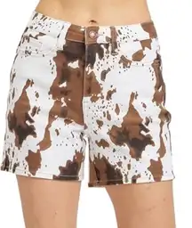 Judy Blue High-Waisted Cow Print Denim Shorts