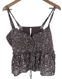 American Eagle Outfitters Smocked Paisley Print Crop Tank Top Women XL Festival