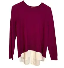 Tyler Boe Women's Purple Crewneck Split Back Sweater White Shirt Sz Small Career