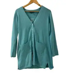 Chadwicks Women's Button Front Cardigan Blue Size Petite Small PS New