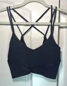 Free‎ People FP Movement Black Diamond Tank Crop Top Bra Gray Textured Medium