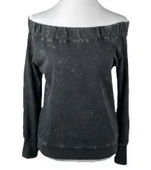 Willow & Root Off the Shoulder Sweatshirt Faded Black Size Small