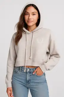 Victoria’s Secret PINK Cropped Hoodie – Light beige, Size XS