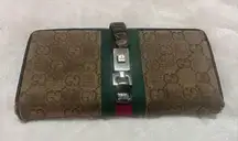 Authentic Gucci Sherry Line Canvas Leather Wallet*flawed*