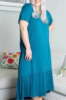 Lug Swing High Low Maxi Dress Ocean Blue XL NWT