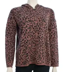 FATE by LFD Leopard Animal Print Hoodie Sweater Women's‎ Medium Mauve Wool Blend