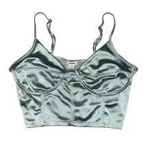 Garage light blue sleek shiny silver blue long line bra women’s size P/S
