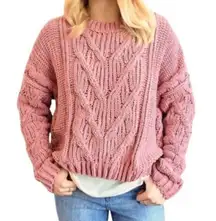 Chunky dusty rose colored knit sweater