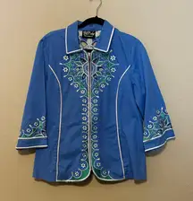 Bob Mackie Wearable Art Embroidered Shirt Jacket Size Medium