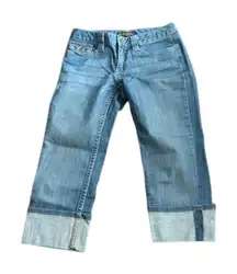 AE Factory Women’s Size 0 Capri Jeans Flap‎ Pockets, Cuffed Hem, Americana Vibe