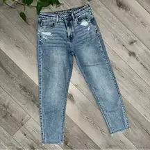 American eagle mom jean raw hem light wash 4