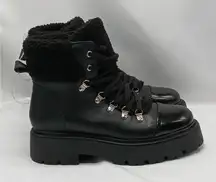 Steve Madden Reyen Platform Combat Boots Womens 10M Black Moto Faux Fur Gorpcore