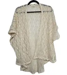 L.A Hearts Womens One Size Ivory Boho Open Front Crochet Knit Cardigan Cover Up