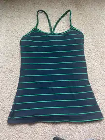 Lululemon Power Y Tank - Navy & Green Stripes