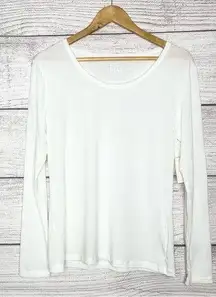 NWT 32 Degrees Heat White Long Sleeve Scoop Neck Layering Top Size XL