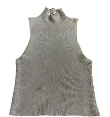 Red Berry Sleeveless Mock Neck tank Top Stretch Metallic Textured Size Small