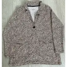 Cuddl Duds Cheetah Print Super Soft Buttoned Pocket Lounge Cardigan