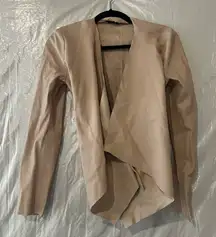 Zara Tan Faux Leather Open Front Jacket Size Small