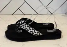 Coach Jessalyn Signature Monogram Black Flip Flops Sandals thick sole Y2K preppy