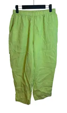 Flax Electric Green Linen Capris