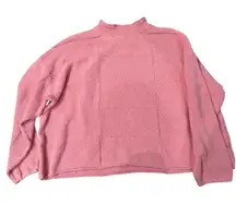 Free People Beach Pink Knit Mock Neck Sweater Oversized Coastal Cowgirl Size L