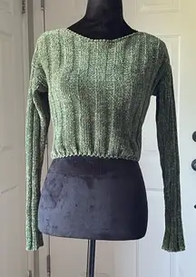 SJL Apparel Green Chenille Long Sleeve Mini Sweater 