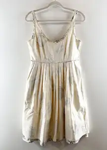 Anthropologie Moulinette Soeurs Floral Cotton Fit and Flare Mini Dress Cream 8