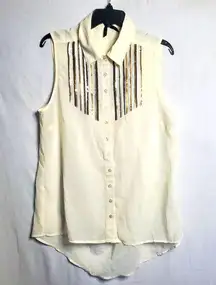 Ali & Kris plus size sz 1X cream with sequins sleeveless dress tank top