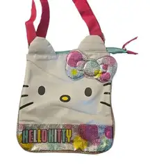 Hello Kitty Cute  Crossbody Bag with Glitter Bow Pink Strap One Size