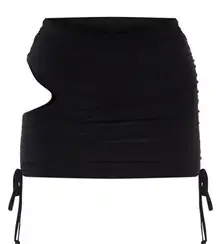 PrettyLittle Thing Black Slinky Side Tie Cut Out Mini Skirt NEW 8